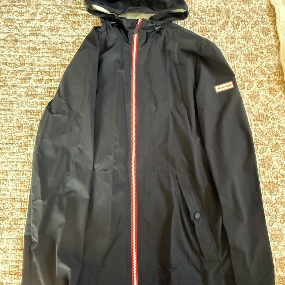 Hunter Black Raincoat with Red Accents